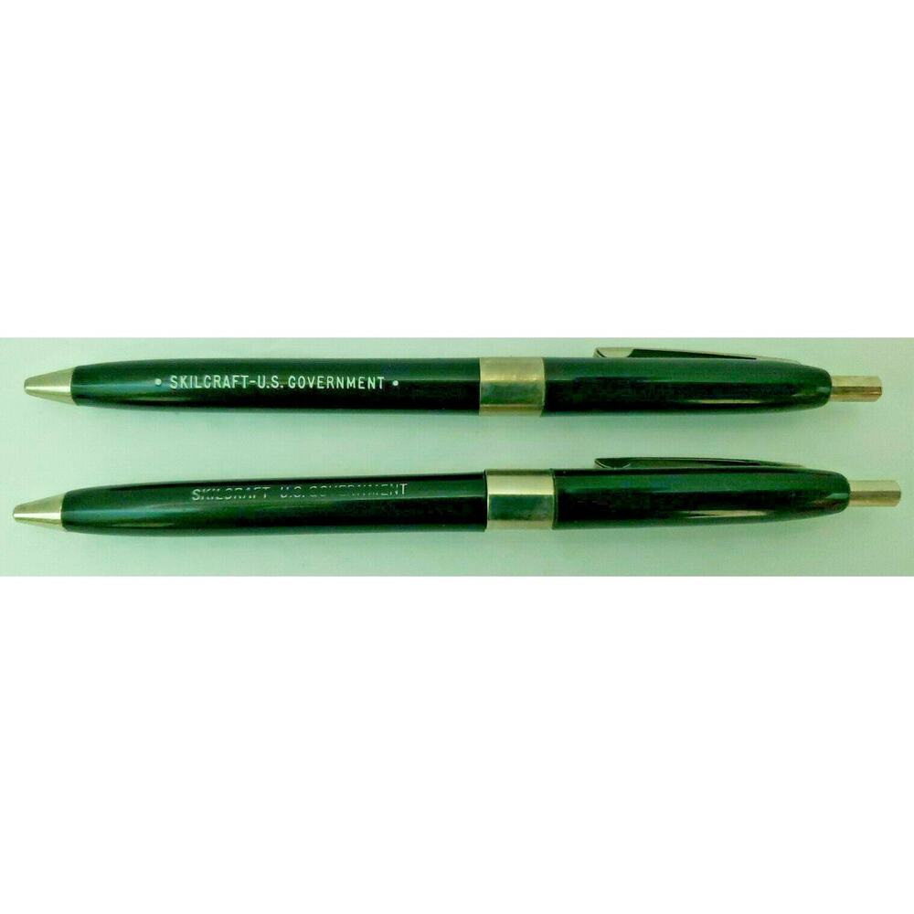 Vintage Skilcraft US Government Desk Pens Lot of 2 Black‎ Pens U113